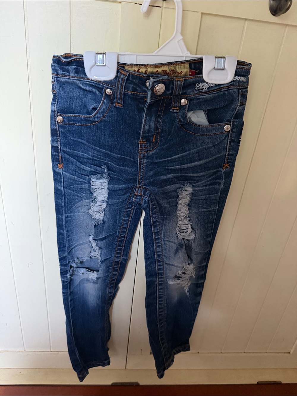 Apple Bottoms Distressed Dark Blue Skinny Jeans